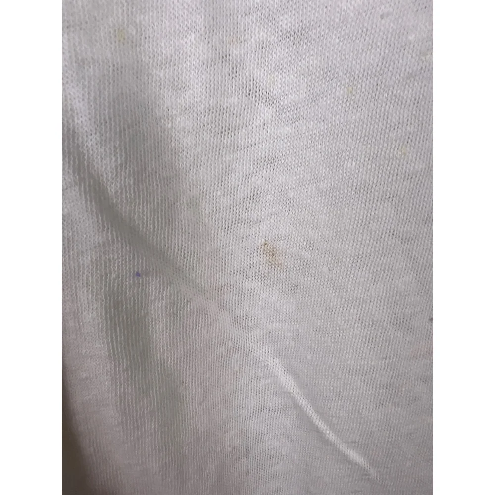 We The Free by Free People Linen Blend Raw Hem V-Neck Tee XS Off White Distresse